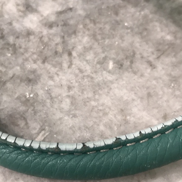 Cole Haan Leather Villager Bag Womens Teal Blue Barrel Satchel Purse - Picture 10 of 10